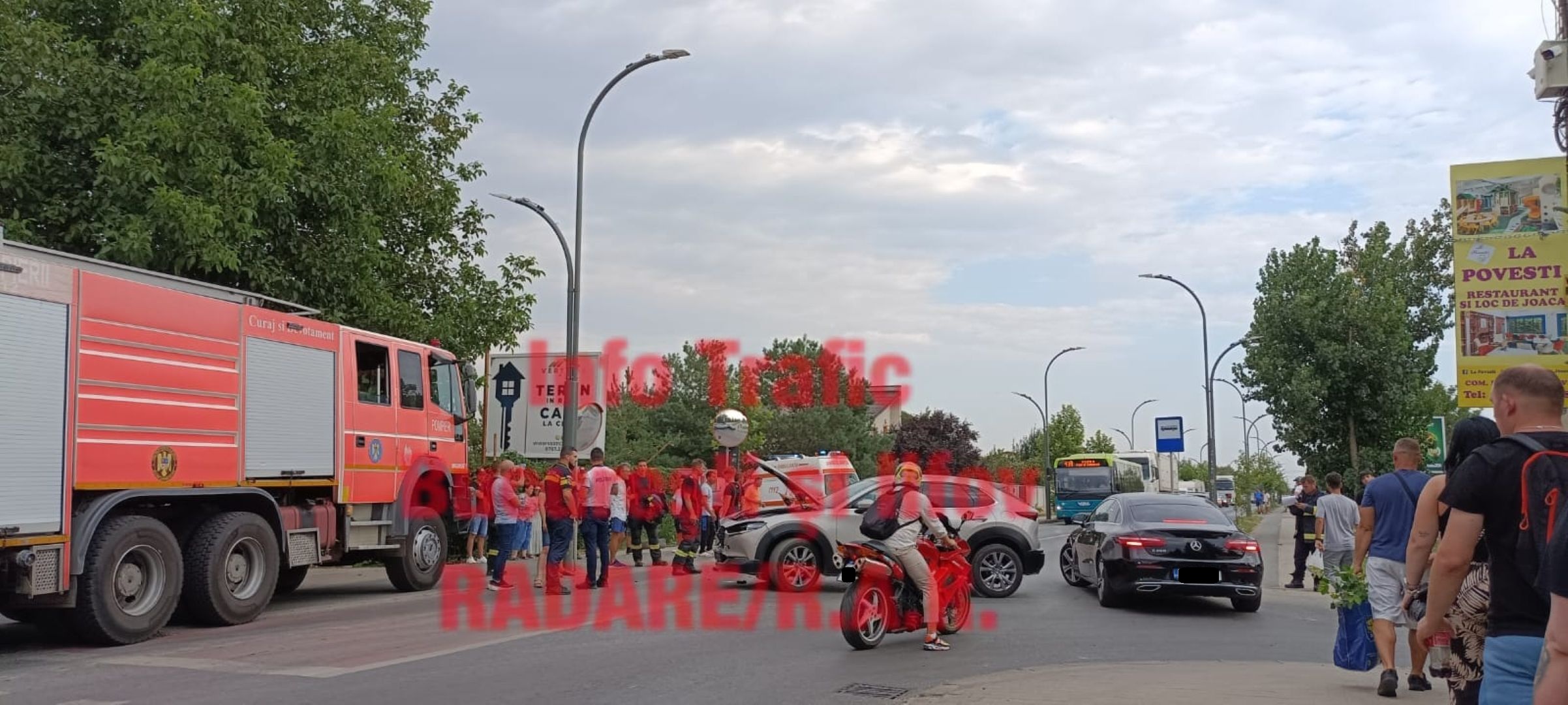 Coliziune auto-motocicletă, trafic blocat spre București, martorii relatează aglomerația intensă