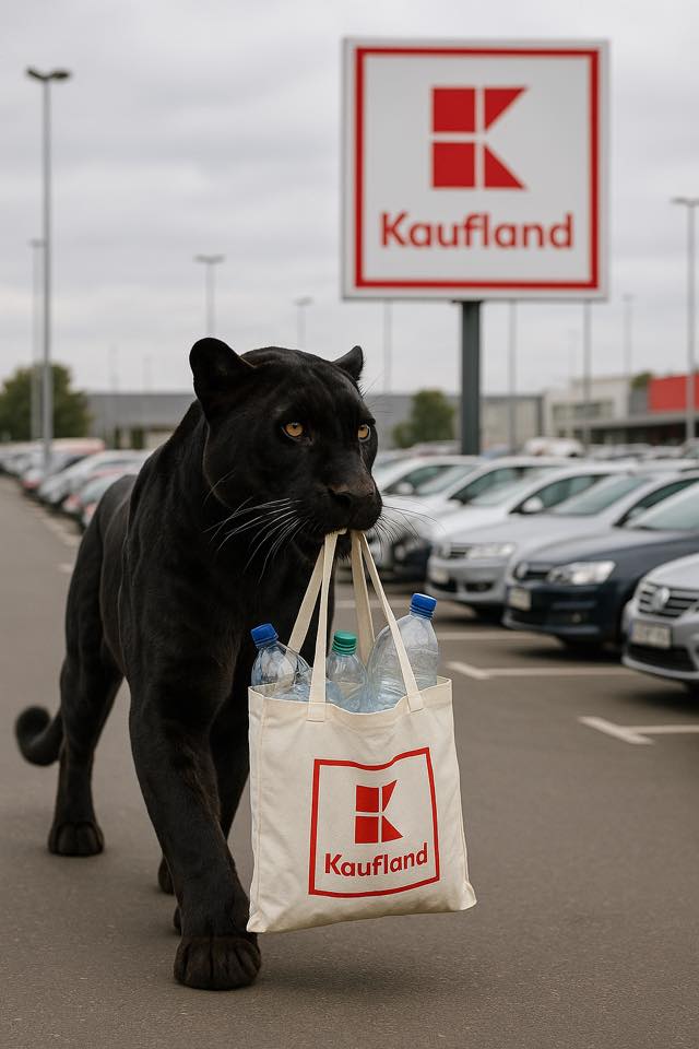 VIDEO | Pantera neagră fugită din Bulgaria umblă în voie prin tot Bucureștiul virtual. Prin parcări de supermarket, la probat costum negru, ba și după colet la EasyBox