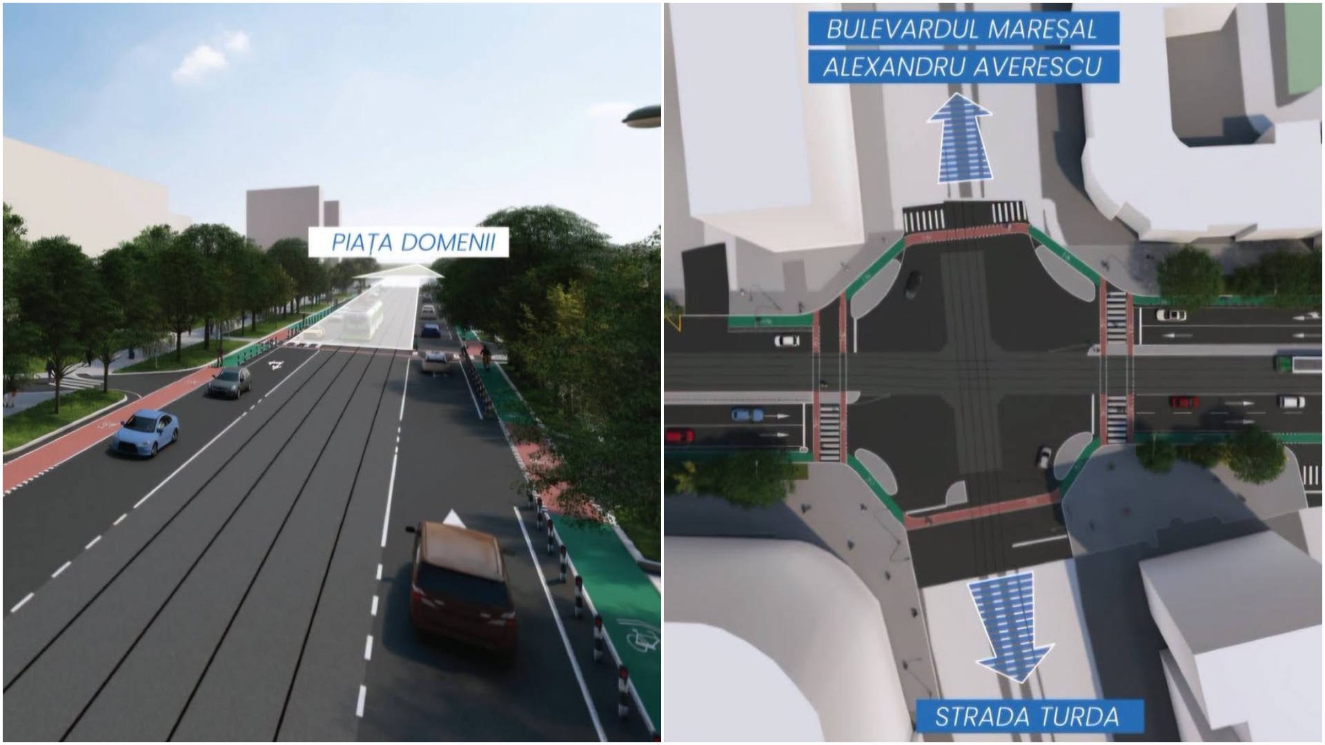 FOTO | Cum vor arăta intersecțiile de pe Bd. Ion Mihalache, după marea modernizare. Traficul de aici va fi reorganizat, după ce va rămâne o bandă de mers pe sens