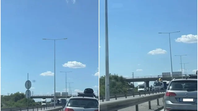Protest inedit pe Autostrada A1, sensul spre București: un șofer de TIR a oprit, s-a urcat pe cabină și a fluturat steagul României. Alte câteva sute de persoane sunt la manifestație în Victoriei