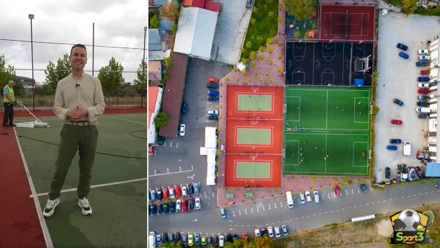 VIDEO | Dl. Negoiță, în pragul extazului. „Sunt atât de fericit când vin aici!” Asortat cu tartanul, s-a dus pe un teren de tenis din S3, să-i facă duș