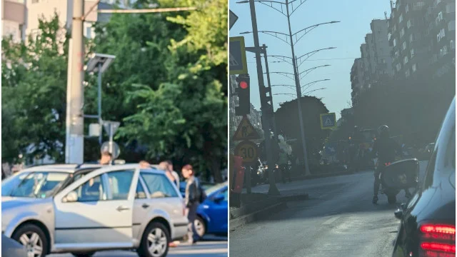 FOTO | Combinația dimineții în traficul drăguț de pe Bulevardul Iuliu Maniu: accident + șantier în zona Păcii. „Greu ne mișcăm. Foarte greu”