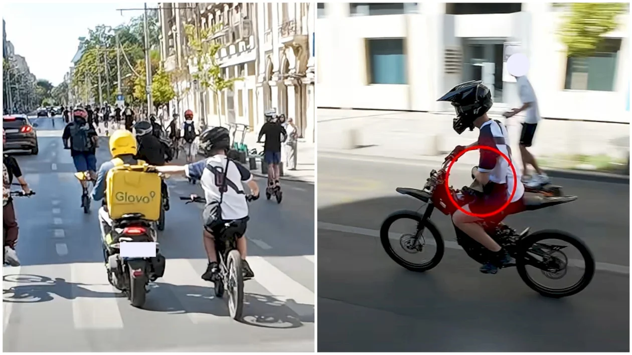 VIDEO | Bicicliști jefuitori de mâncare din rucsacul unui rider Glovo, pe Bd. Elisabeta, în fața PMB. 