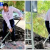 FOTO | Dl. Negoiță „Grădinarul” în acțiune. Primarul a plantat câțiva copăcei și plante, dar locația rămâne un mister până mâine