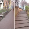FOTO |  „Aleea în Trepte Lichide”, chinul zilnic al unor bucureșteni din S2. E cu borduri sparte, noroaie și gunoaie Reparațiile au început, dar au fost abandonate fără explicație