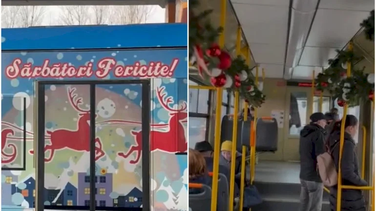 Spiridușii lui Moș Crăciun se plimbă cu Tramvaiul Colindelor și aduc surprize pe un traseu STB 🎅🏻 Distracția de luni începe de la Depoul Dudești