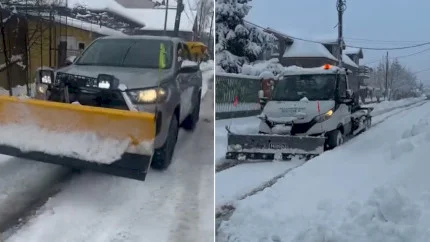 VIDEO | „Inovația” la deszăpezirea din București, care explică de ce înoți în nămeți pe zeci de străzi și după ce au trecut utilajele. Metoda „cu lama sus”